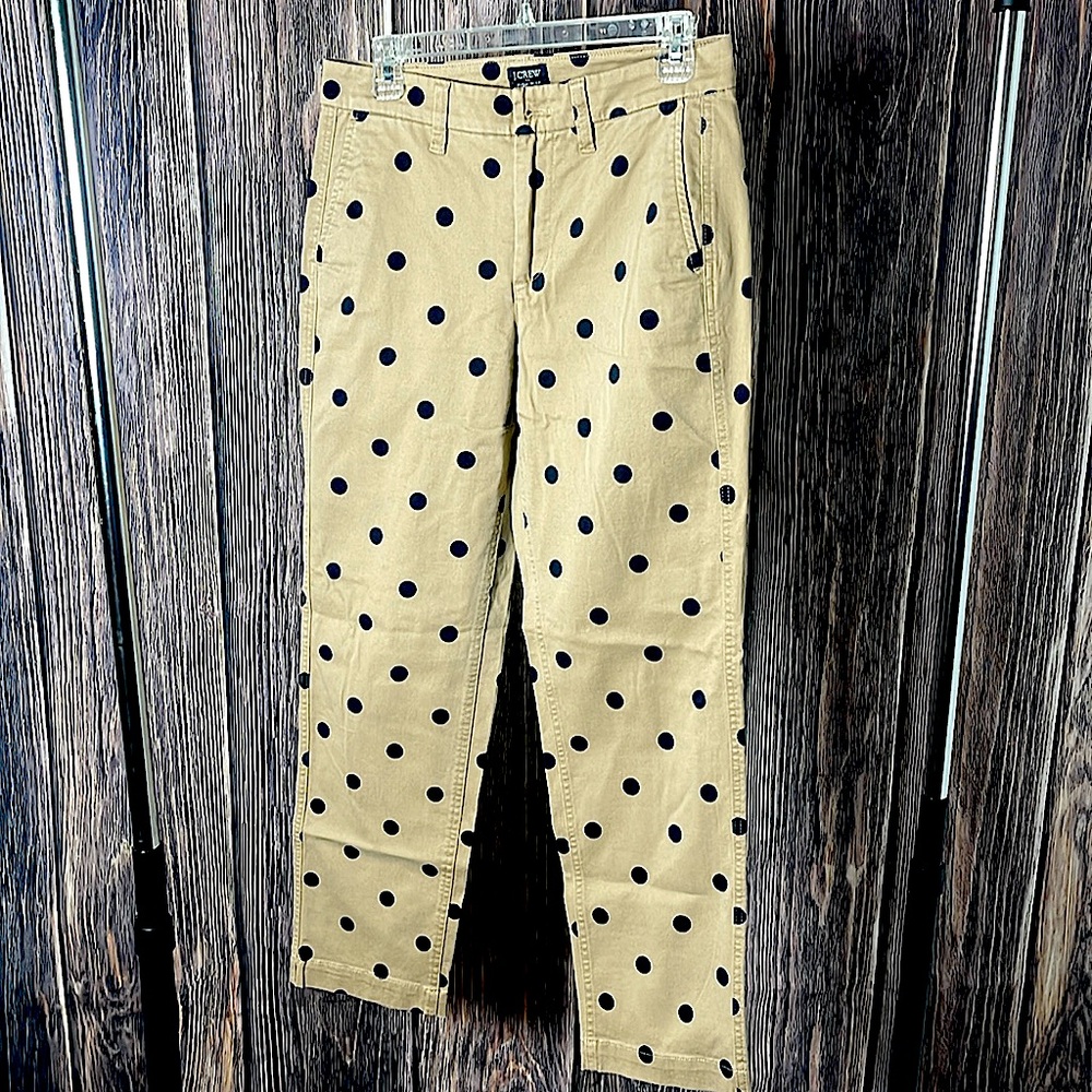 J.Crew Highrise Girlfriend Polka Dot Khakis